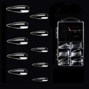 JASSINS False Nail Tips Artificial Nails,100 PCS Fake Clear Full Cover Nails 10 Sizes (Long Stiletto) JASSINS