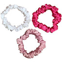 Celestial Silk Mulberry Silk Scrunchies for Hair (Small, Hot Pink, Soft Pink, White) Celestial Silk