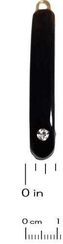 Parcelona French Mini Oblong Tortoise Shell Black Crystal Set of 4 Celluloid Acetate Side Slide Barrette Snap on Hair Clips Parcelona