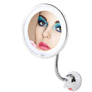 TOP4EVER Flexible 10X Magnifying Suction Mirror, Dimmable LED Lighted Vanity Mirror,Power Locking Suction Cup with Day Light and 360 Degree Swivel, Portable Vanity Mirror for Home Bathroom TOP4EVER