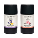 Each & Every 2-Pack, Natural Aluminum-Free Deodorant for Sensitive Skin Made with Essential Oils, Plant-Based Packaging, 2.5 Oz.(Lavender & Lemon, Rose & Vanilla) Each & Every