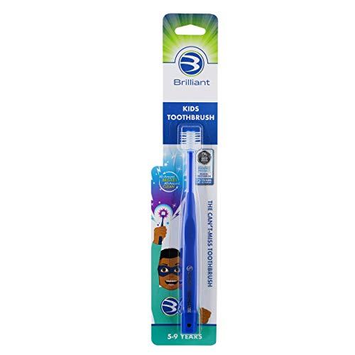 Brilliant Kids Toothbrush, For Kids Ages 5-9 Years Old, Use When Children's Adult Teeth Arrive, Round Shaped Brush Head and Soft Bristle Toothbrush for Kids, Cleans All-Over Mouth, Royal Blue, 1 Count Brilliant