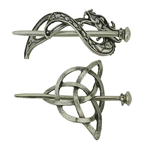 Tinsow 2 Pcs Silver Celtic Hair Slide Hairpins Hair Accessories Hair Clips, Creative Hair Barrette Minimalist Hair Claw Hair Pin Hair Accessories for Women (Style B S) Tinsow