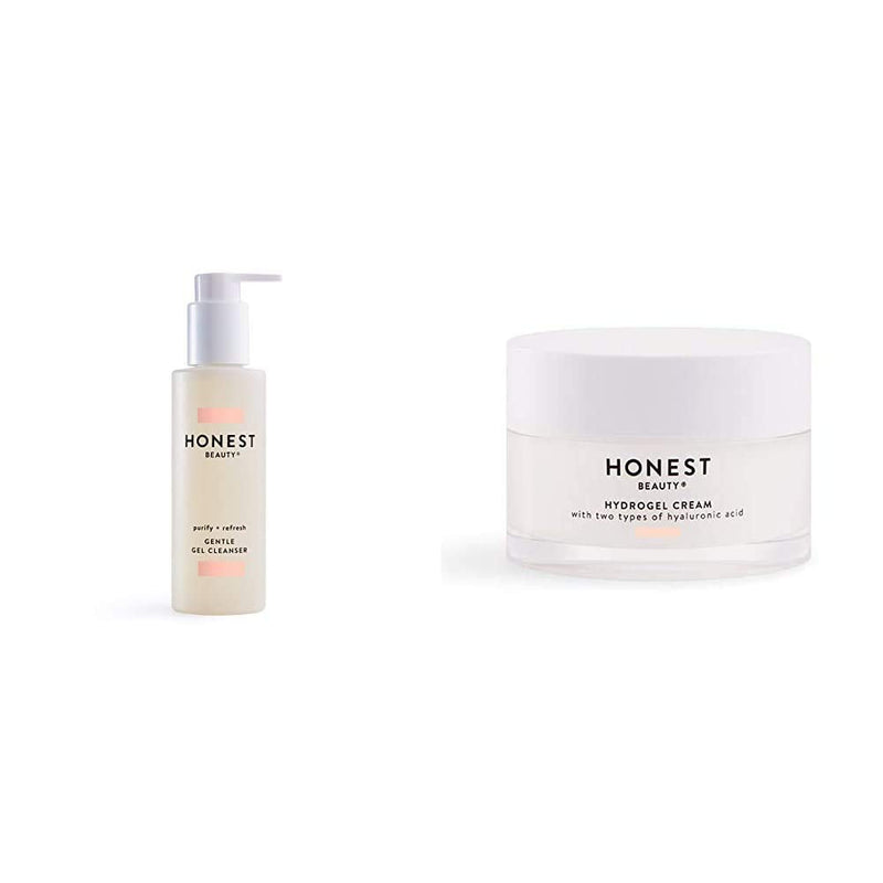 Honest Beauty Gentle Gel Cleanser with Chamomile & Calendula Extracts, 5.0 fl. oz. and Honest Beauty Hydrogel Cream with Two Types of Hyaluronic Acid & Squalane, 1.7 fl. oz. Honest Beauty