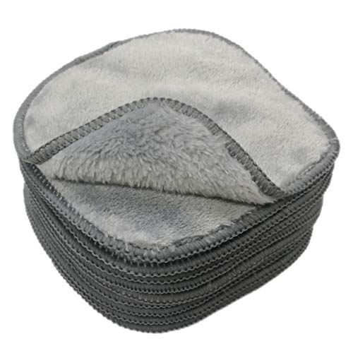 Polyte Premium Hypoallergenic Chemical Free Microfiber Fleece Makeup Remover and Facial Cleansing Cloth, 5 x 5 in, 10 Pack (Gray) POLYTE