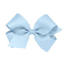 Wee Ones Girls' Plain Wrap Grosgrain Hair Bow on a WeeStay No-Slip Hair Clip, Medium, Millennium Blue Wee Ones