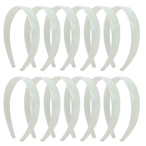 Timoo 20 Pcs Plastic Headbands, 1" Wide No Teeth Hair BandsAccessories for DIY & Craft - Perfect for Girls, Women (White) Timoo