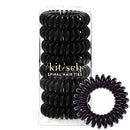Kitsch Spiral Hair Ties, Coil Hair Ties, Phone Cord Hair Ties, Ponytail Hair Coils No Crease, Headband - 8 pcs (Black) Kitsch