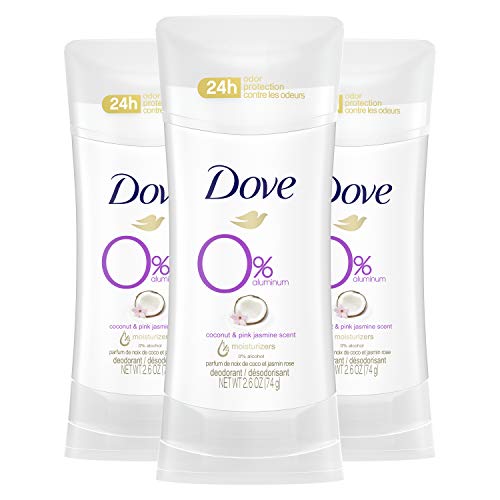 Dove Aluminum Free Deodorant 24-hour Odor Protection Coconut and Pink Jasmine Deodorant for Women 2.6 oz, 3 Count Dove