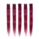 Winsky Burgundy Clip in Colored Hair Extensions 100% Real Human Hair - Straight Highlights Colored Clip on Hairpieces 5 Pieces/Set (18inch, Burgundy) Winsky