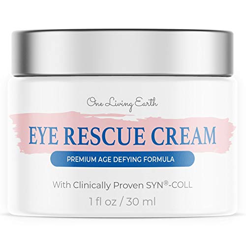One Living Earth Eye Rescue Cream - Clinically Proven Syn-Coll Collagen-Stimulating Peptide - Anti Aging Formula for Wrinkles, Dark Circles, Fine Lines, Under Eye Bags & Puffiness One Living Earth