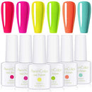 AwsmColor Gel Nail Polish Set, Neon Soak Off Nail Gel Kit, 2021 Nail Design Bright Red Pastel Pink Jelly Rainbow Gel Polish 6 Bottles 8ML Soak Off Gels for Girl Women awsmcolor