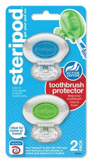 Steripod Clip-On Toothbrush Protector, Clear Blue and Clear Green, 2 Count Steripod
