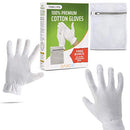 White Gloves Moisturizing Overnight Bedtime Cotton | White Inspection Premium Cloth Quality | Eczema Dry Sensitive Irritated Skin Spa Therapy Secure Wristband (100% Cotton, 1 Pack) Gaxcoo