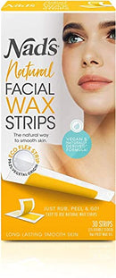 Nad's Facial Wax Strips - Natural All Skin Types - Waxing Kit With 30 Face Wax Strips & Post Wax Oil, 1 Count Nad's