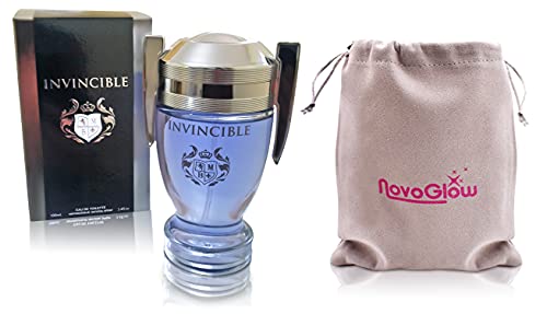 Invincible Eau De Toilette Spray Perfume, Fragrance For Men- Daywear, Casual Daily Cologne Set with Deluxe Suede Pouch- 3.4 Oz Bottle- Ideal EDT Beauty Gift for Birthday, Anniversary NovoGlow