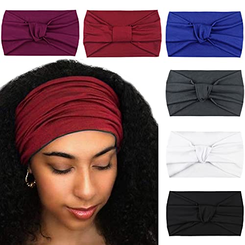 DRESHOW 6 Pack African Headbands Knotted Hairbands Yoga Sport Turban Head Wraps Wide Headband for Girls Hair Bands Accessories DRESHOW