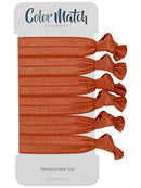 Cyndibands Copper Match Your Hair Color Gentle Knotted Ribbon Elastic Hair Ties for Red Hair and Redheads - 6 Count (Copper Orange) Cyndibands