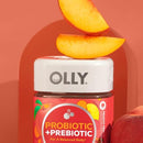 OLLY Probiotic + Prebiotic Gummy, Digestive Support and Gut Health, 500 Million CFUs, Fiber, Adult Chewable Supplement for Men and Women, Peach, 60 Day Supply - 60 Count Infinity Warehouse