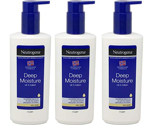 Neutrogena Deep Moisture Oil in Lotion Nourishes Dry Skin, Norwegian Formula, 8.45 Ounce (Pack of 3) Neutrogena