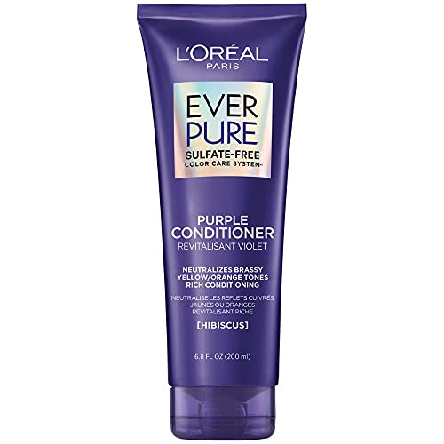 L'Oreal Paris EverPure Sulfate Free Brass Toning Purple Conditioner for Blonde, Bleached, Silver, or Brown Highlighted Hair, 6.8 Fl; Oz (Packaging May Vary) L'Oreal Paris