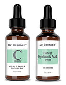 Vitamin C Serum 20% Pure L-Ascorbic Acid, Ferulic Acid, Vitamin E and HA and Hyaluronic Acid Serum with Vitamin B5 for Face and Eyes Natural Anti Aging Anti Wrinkle Set of 2 by Dr. Brenner Dr. Brenner