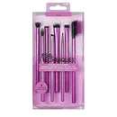 Real Techniques Eyeshadow Brush Set, Makeup with Gel Eyeliner, Flat Eye, and Eyelash Brushes, Purple, 8 Piece Real Techniques