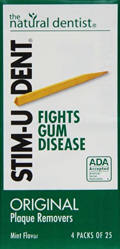 Stim-U-Dent Plaque Removers, Mint Flavor 4-25 Packs [100 Picks] (Pack of 10) Stim-U-Dent