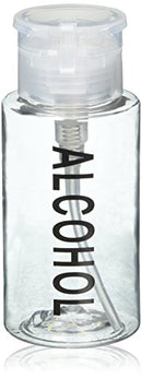 Beauticom Push Down Alcohol Pump Dispenser (Empty Pumping Bottle Only)- Clear Empty Bottle- Labeled - 7 Oz Bottle Beauticom