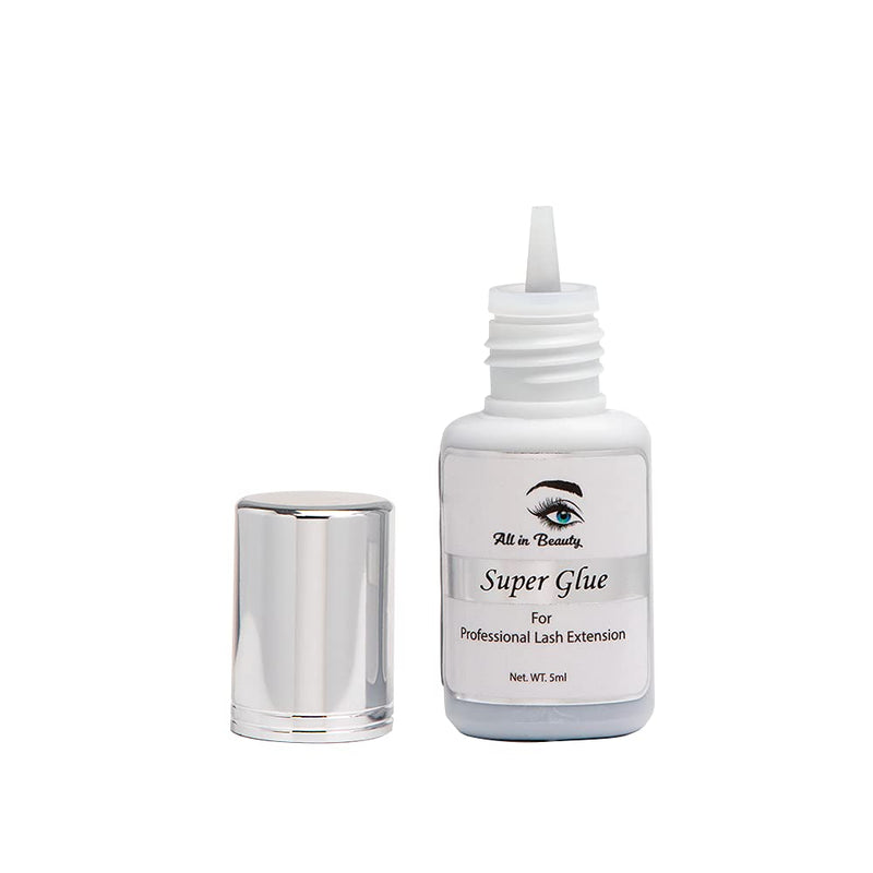 All in Beauty Eyelash Extension Super Glue, False Eyelash Adhesive, Lash Extension Supplies for Professionals Eyelashes Artists, Powerful Bonding Adhesive, 1 Second Drying time (5ml) All in beauty