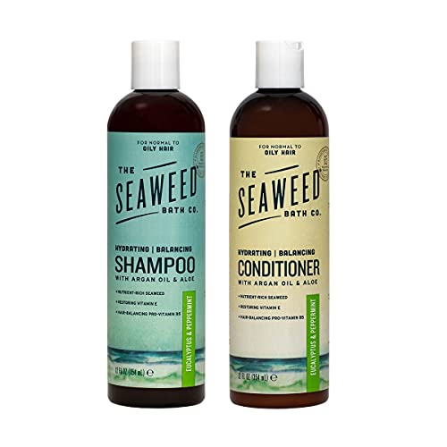 The Seaweed Bath Co. Hydrating & Balancing Shampoo And Conditioner With Natural Seaweed, Eucalyptus And Peppermint Scent, Vegan, Cruelty Free, Gluten Free, Paraben Free, 12 oz (Bundle) The Seaweed Bath Co.
