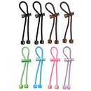 Pulleez Sliding Ponytail Holder, Set of 4 - Acrylic Charms - 2 Black/ 2 Brown/ Elastic Hair Tie & Set of 4 - Acrylic Charm - Lime/Sky/Pink/Lavender Elastic Hair Ties Pulleez