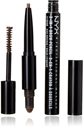 NYX PROFESSIONAL MAKEUP 3-In-1 Brow Pencil, Eyebrow Pencil - Ash Brown NYX PROFESSIONAL MAKEUP