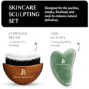 Lymphatic Contour Face Brush & Jade Gua Sha | Lymphatic Drainage Brush for Face & Neck | Dry Brush for Face, Sculpting & Depuffing - Face Lymphatic Drainage Tool for Skin Care Infinity Warehouse