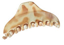 Parcelona French Narrow Thin Ivory Beige Medium 3 1/2" Cellulose Acetate Made in France Interlocking Teeth Covered Spring Hair Claw Clip Clamp Clutcher for Women and Girls Parcelona