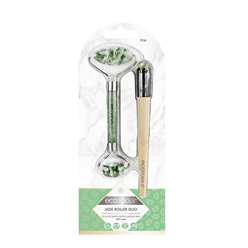 EcoTools Jade Facial Roller and Eye Roller Duo, Face Roller and Massager, Skincare and Sculpting Tool, Reduces Under Eye Puffiness and Dark Circles, 2 Piece Set EcoTools