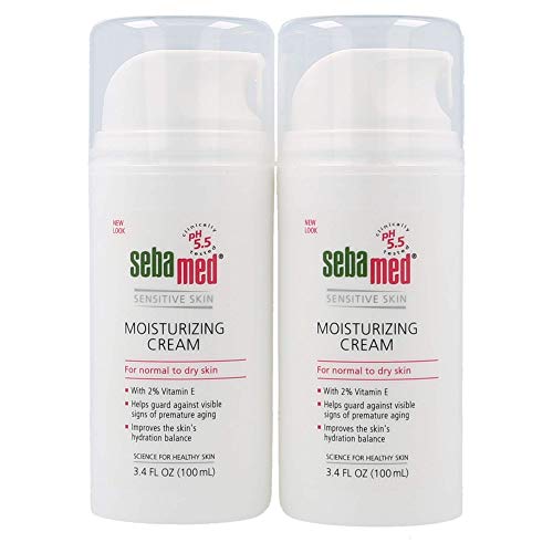 Sebamed Moisturizing Face Cream with Pump for Sensitive Skin Antioxidant pH 5.5 Vitamin E Hypoallergenic 3.4 Fluid Ounces (100mL) Ultra Hydrating Dermatologist Recommended Moisturizer (Pack of 2) SEBAMED