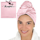 Microfiber Hair Drying Towel for Curly Hair - Smooth Microfiber, Ultra-Fine and Untextured - for Fast-Drying, Undamaged, Tangle-Free Hair - (40 in. x 27.5 in.) - Pink - The Perfect Haircare THE PERFECT HAIRCARE