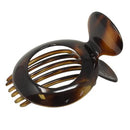 Parcelona French Large Round Shell Brown 4 Inch Celluloid Side Slide in Secure Grip Hair Updo Hinge Jaw Hair Claw Parcelona