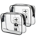 2pcs/pack Lermende Clear Toiletry Bag TSA Approved Travel Carry On Airport Airline Compliant Bag Quart Sized 3-1-1 Kit Luggage Pouch (Black) Lermende