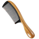 Onedor Extra Length Handmade 100% Natural Green Sandalwood With Buffalo Horn Fine Tooth Hair Combs - Anti-Static Sandalwood Scent Natural Hair Detangler Wooden Comb (Buffalo Horn Fine Tooth) Onedor