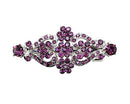 Faship Purple Rhinestone Crystal Floral Double Hearts Hair Barrette Clip Faship