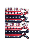 8 Piece Red White and Blue Patriotic Hair Elastic Set - Hair Accessories- USA Hair Ties Gift, American Flag Accessory, Stars & Stripes, 4th of July- Independence Day - Land of the Free - Made in USA Sportigift