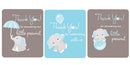 45 Lip Balm Labels Boy Baby Shower Favors Gray Elephant Stickers (Light Blue) Digitaldoodlebug