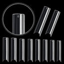 Extra Long C Curve Half Cover Nail Tips 100 Pcs, XXL Clear Long Straight Square Shape Nail Tips for Acrylic False Nails Previvo Traceless Nail Tips With Box,10 Sizes Previvo