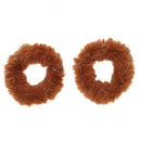 Small Fuzzy Fur Scrunchies Furry Pony Holder - Set of 2 - Tan Motique Accessories
