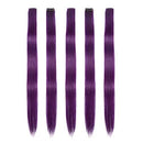 Winsky Purple-red Clip in Colored Hair Extensions 100% Real Human Hair - Straight Highlights Girls Clip on Hairpieces 5 Pieces/Set (18inch, Purple-red） Winsky