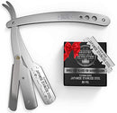 Straight Edge Barber Razor for Close Shaving - Professional Straight Blade Razor for Men with 100 Single Edge Blades- Mens Straight Razor Kit SHAVING REVOLUTION