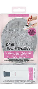 Real Techniques Professional Textured Makeup Brush Cleaner Mat with Brush Cleansing Gel for Fast & Easy Use, Removes Makeup and Oil, Mess Free, Cruelty Free & Vegan, Extends Brush Life, Grey, 3 Piece Real Techniques