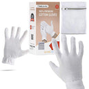 Moisturizing Gloves OverNight Bedtime Cotton | Cosmetic Inspection Premium Cloth Quality | Eczema Dry Sensitive Irritated Skin Spa Therapy Secure Wristband Small Gaxcoo